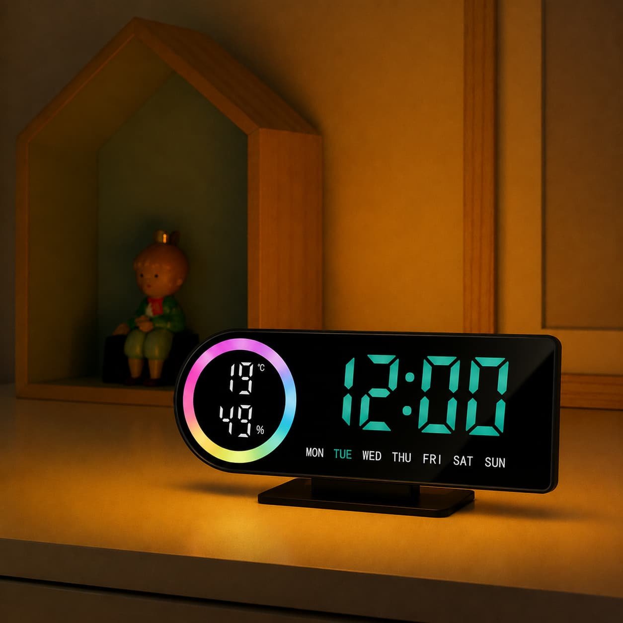 Réveil Digital LED Multicolore - LumiClock - Vue principale