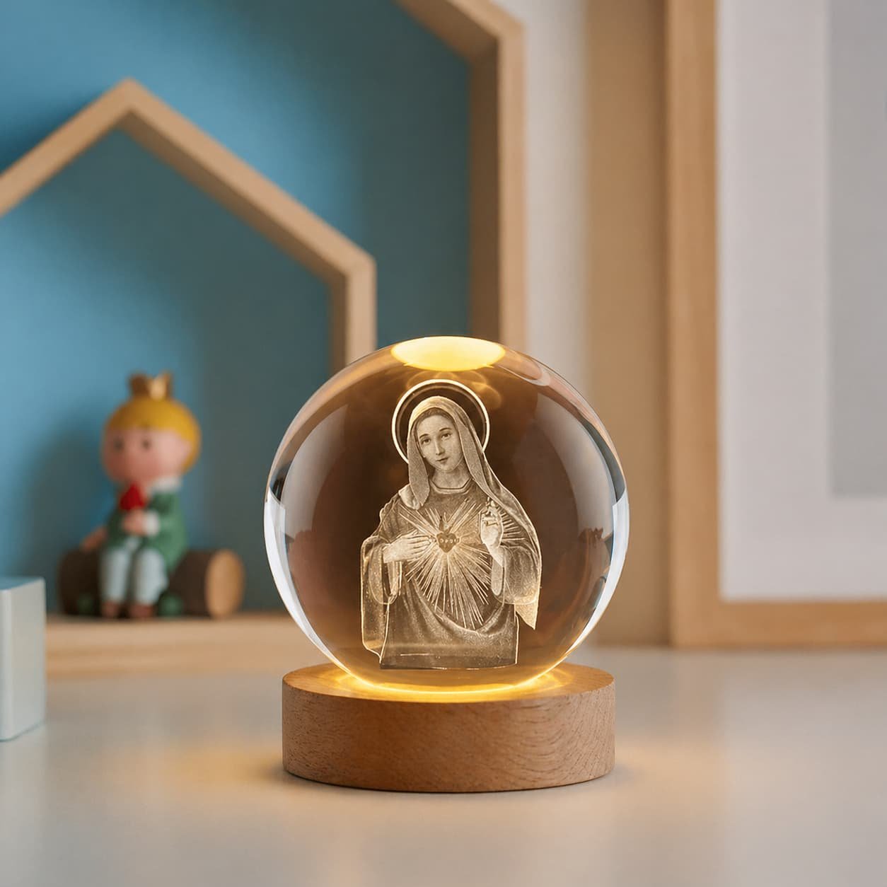 Veilleuse boule de cristal Vierge Marie - Vue principale