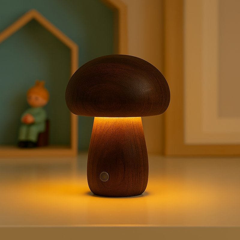 Veilleuse champignon en bois | MushGlow - Vue principale